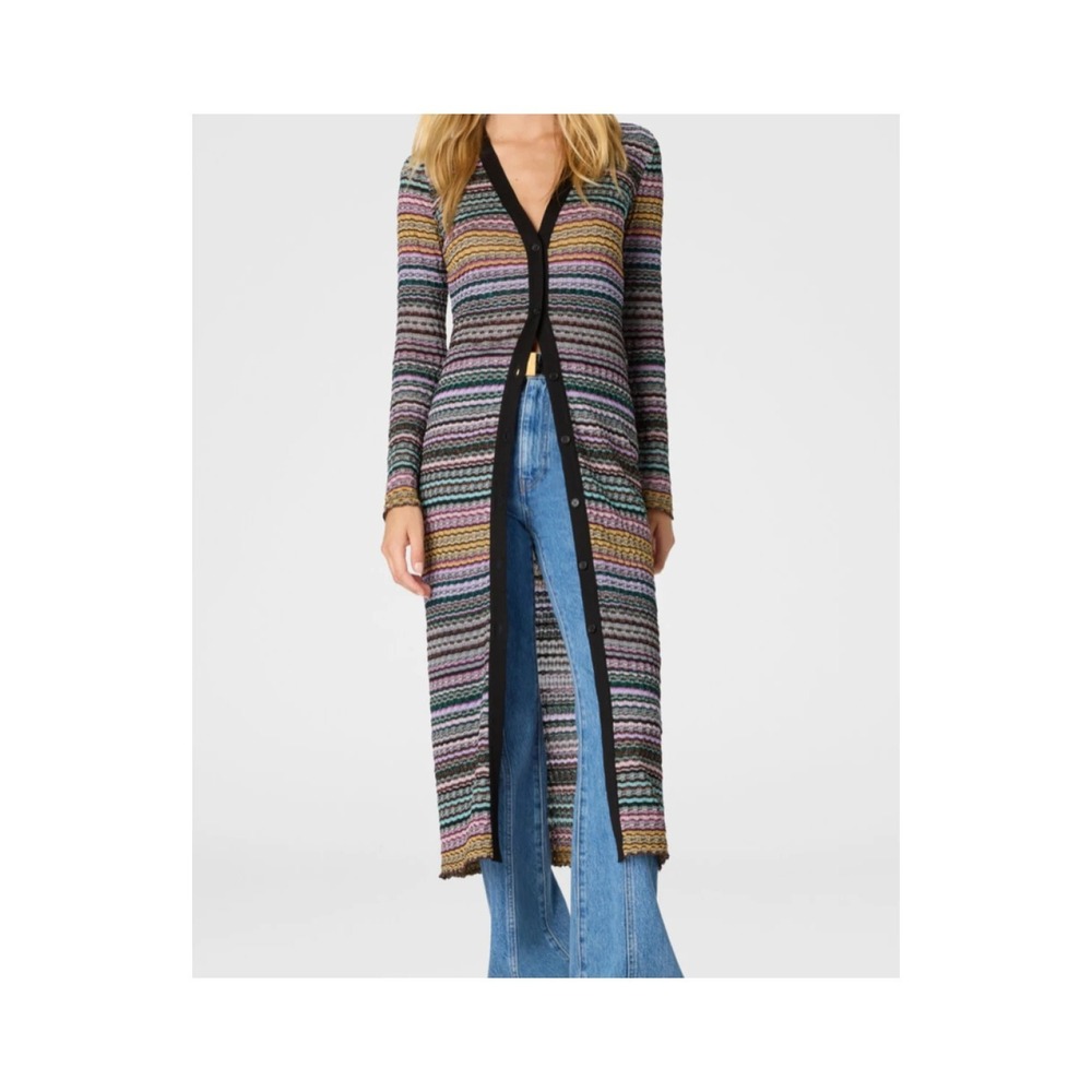 Missoni M Collection Cardigan 42 Multicolor Long Maxi Knit Button Front Italy